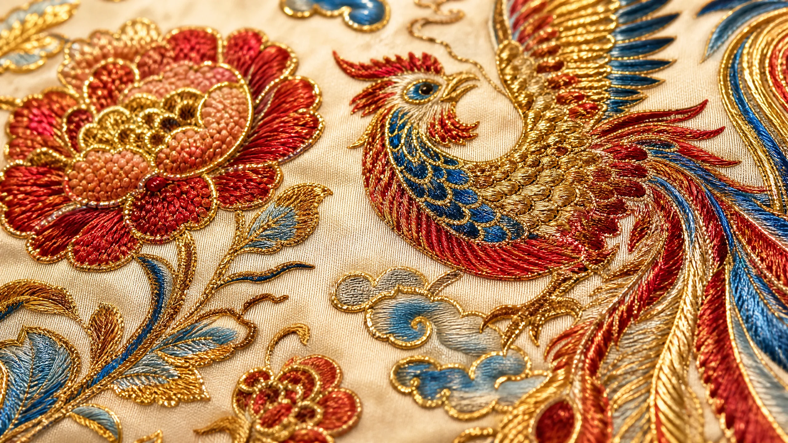 盘金绣凤凰纹参赛作品